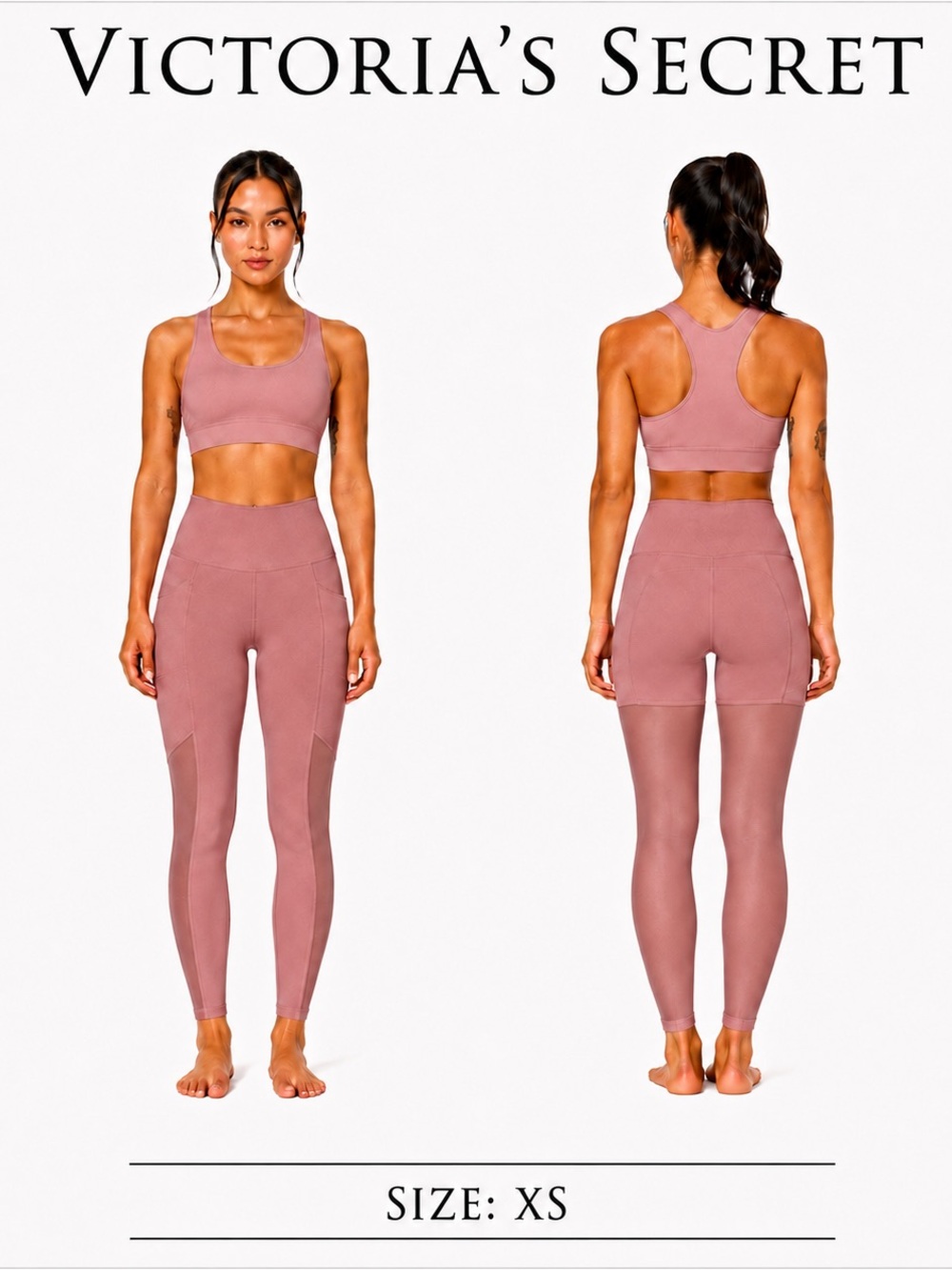 Victoria's Secret Dusty Mauve Ribbed Sport Leggings Size XS